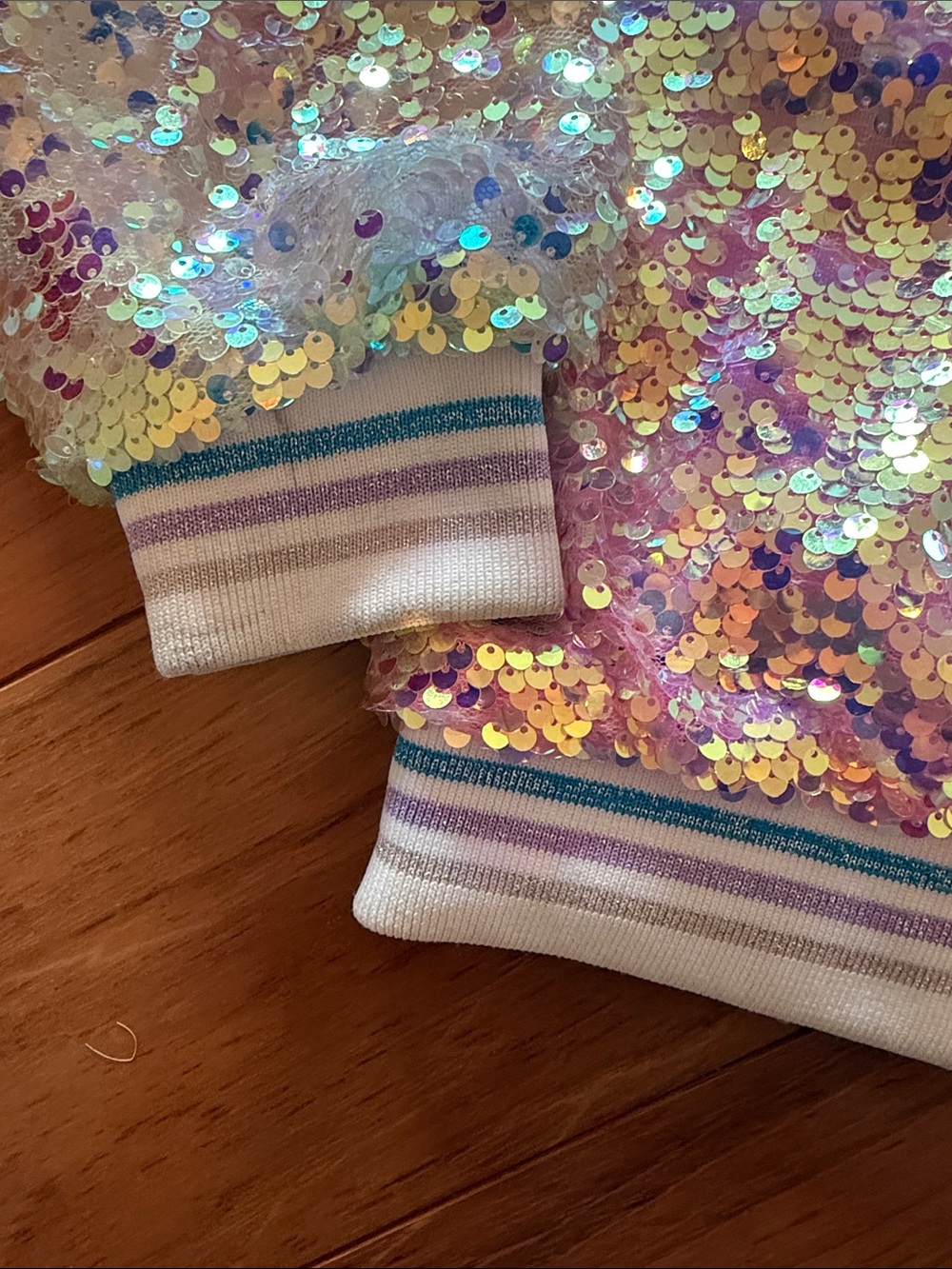Lola & the Boys Iridescent Sequin Bomber Jacket - Ombre - Picture 4 of 5